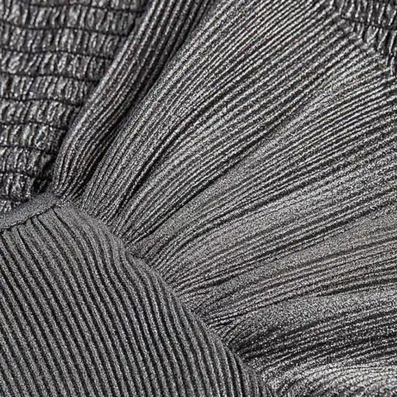 Express Metallic Pleated Flutter Sleeve Cropped Top Size Small - Picture 5 of 6